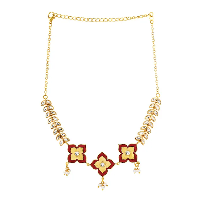 Hello Phools Maroon Necklace Teejh Necklaces