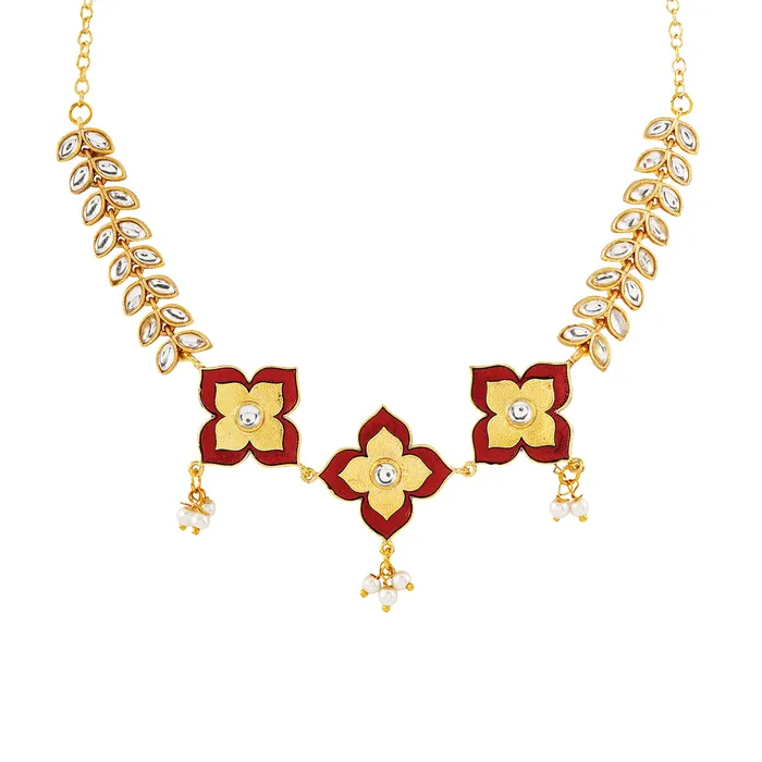 Hello Phools Maroon Necklace Teejh Necklaces