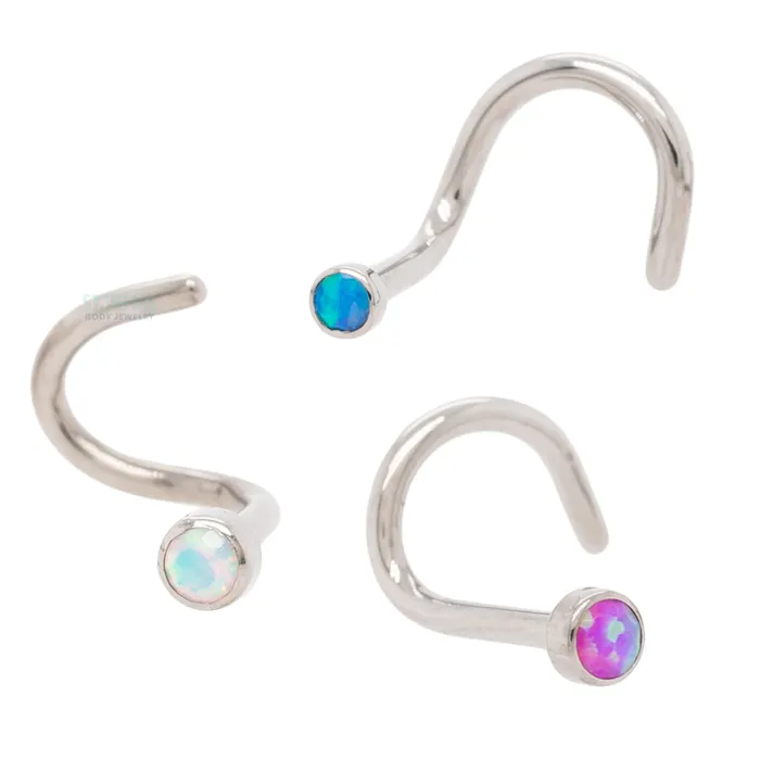 Industrial Strength IS Earrings Demi Bezelset Faceted Opal Nostril Screw