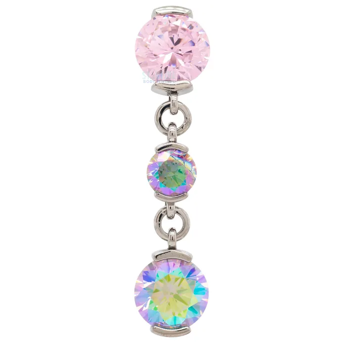 Industrial Strength IS Earrings Reverse Dangle 2 ProngSet Faceted Gem Navel Curve with Dangle 5 custom color combos