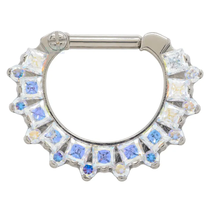 Industrial Strength IS Rings Dione Clicker 36 with PrincessCut Round Faceted Gems 16 ga 14 post Industrial Strength IS Rings Dione Clicker 36 with PrincessCut Round Faceted Gems 16 ga 14 post