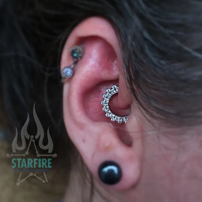 Industrial Strength IS Rings Dione Clicker 36 with PrincessCut Round Faceted Gems 16 ga 14 post