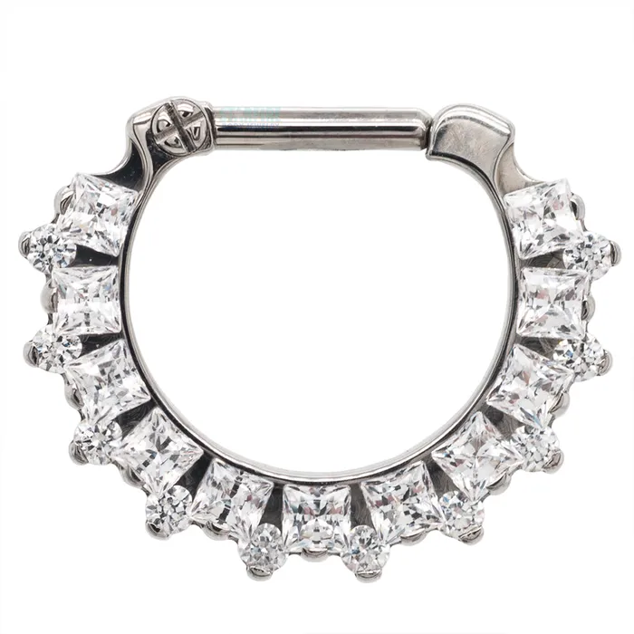 Industrial Strength IS Rings Dione Clicker 36 with PrincessCut Round Faceted Gems 16 ga 14 post