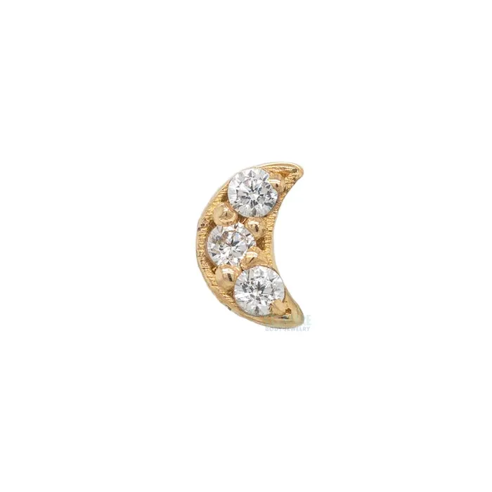 Kiwi Diamond Necklaces Pave Moon Threaded End in Gold Platinum with CZs
