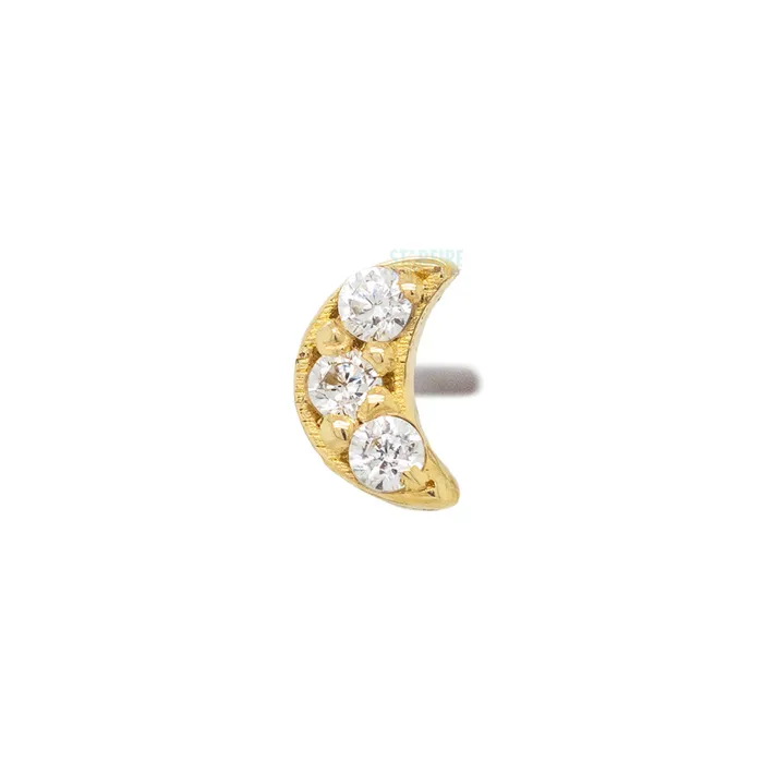 Kiwi Diamond threadless Pave Moon End in Gold Platinum with CZs Necklaces