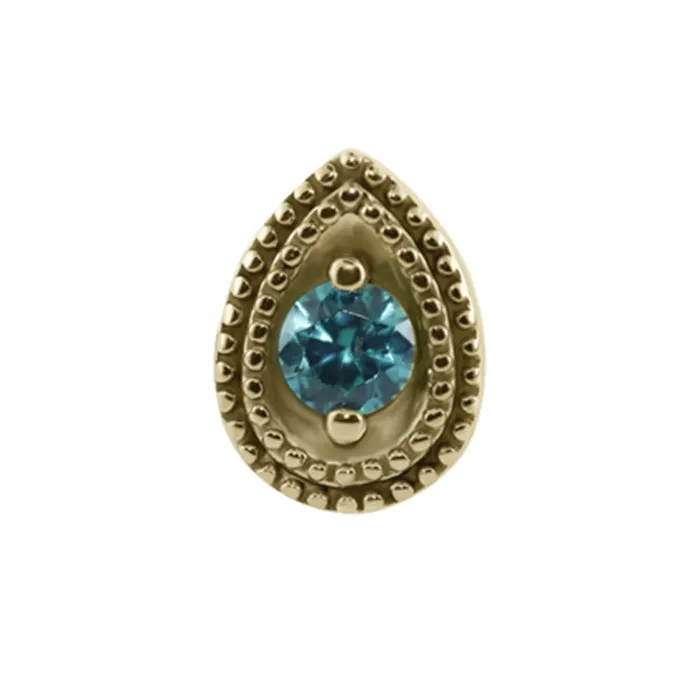 LeRoi Double Millgrain Pear Threaded End in Gold with 2mm Faceted Gem Earrings