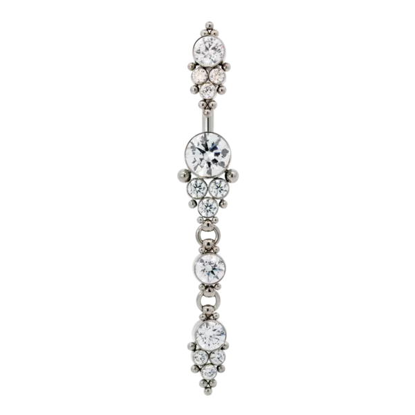 LeRoi Earrings Raine Cascade Faceted Gem Navel Curve with Dangle