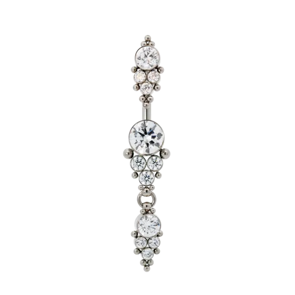 LeRoi Earrings Raine Cascade Faceted Gem Navel Curve with Dangle