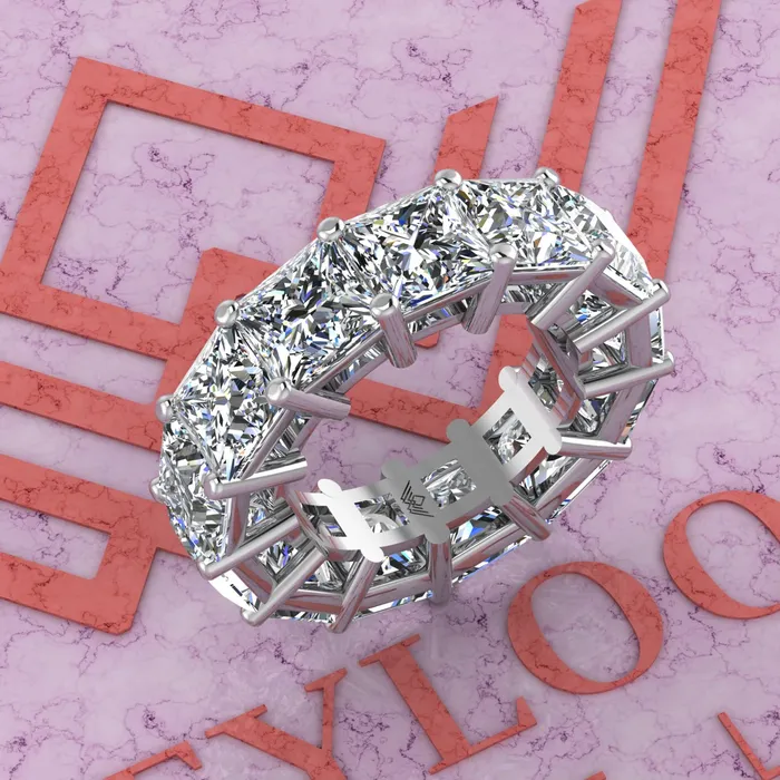 Leyloon Jewelry Rings 195 CTW Princess Cut Eternity Bands D Color Basket Moissanite Ring Leyloon Jewelry Rings 195 CTW Princess Cut Eternity Bands D Color Basket Moissanite Ring
