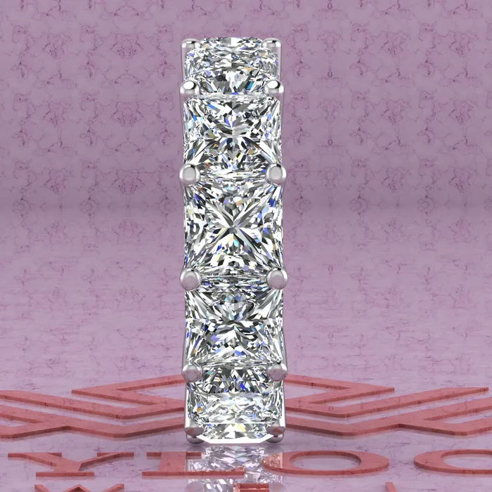 Leyloon Jewelry Rings 195 CTW Princess Cut Eternity Bands D Color Basket Moissanite Ring