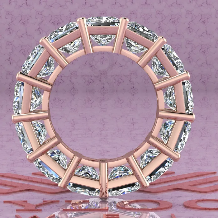 Leyloon Jewelry Rings 195 CTW Princess Cut Eternity Bands D Color Basket Moissanite Ring