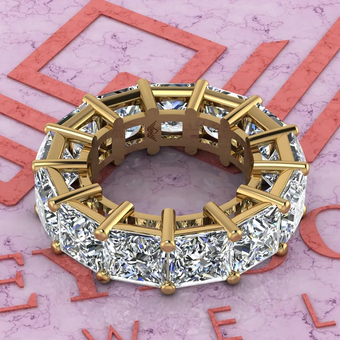 Leyloon Jewelry Rings 195 CTW Princess Cut Eternity Bands D Color Basket Moissanite Ring