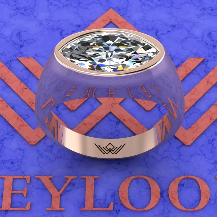 Leyloon Jewelry Rings 32 CT Marquise Cut Bazel Mans Moissanite Engagement Ring D Color