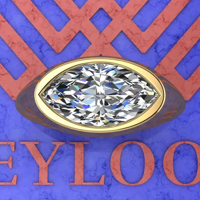 Leyloon Jewelry Rings 32 CT Marquise Cut Bazel Mans Moissanite Engagement Ring D Color