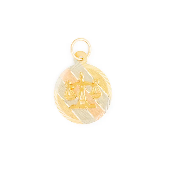 Libra TriColor 10k Gold Zodiac Charm Vintage Earrings