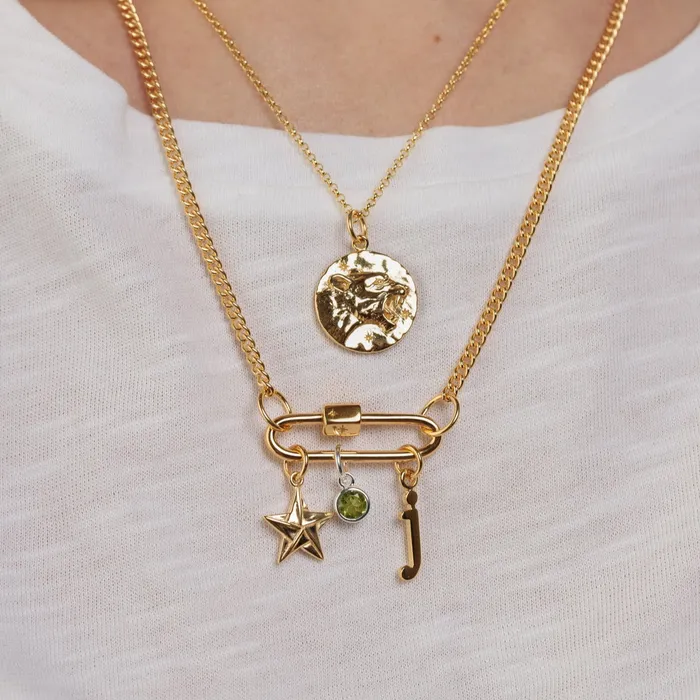 Lily Charmed Charm Necklaces Long Link Carabiner Charm Lock