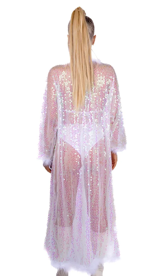Long Fuzzy Sequin Kimono Iridescent Pink THE LUMI SHOP Earrings