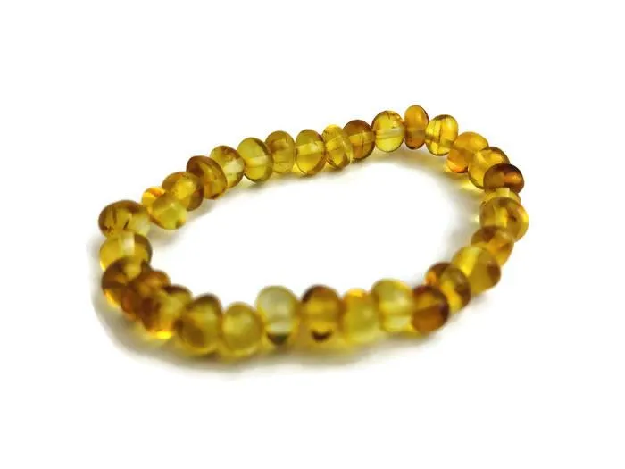 MB Bracelets Polished Honey Stretch Baltic Amber Bracelet for Baby Infant Toddler Big Kid MB Bracelets Polished Honey Stretch Baltic Amber Bracelet for Baby Infant Toddler Big Kid