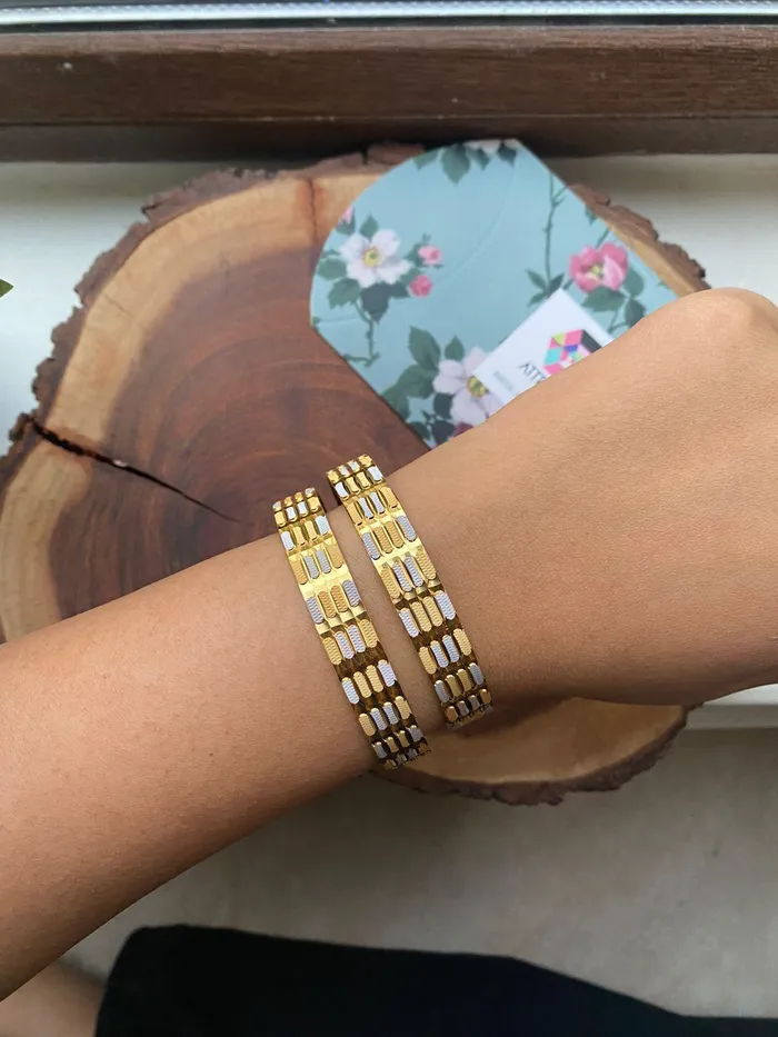 Meeta Thick Dual Polish Bangle CNC Gold Plated attrangi Bracelets Meeta Thick Dual Polish Bangle CNC Gold Plated attrangi Bracelets