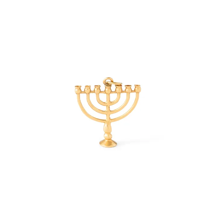 Menorah 14k Gold Charm Vintage Earrings