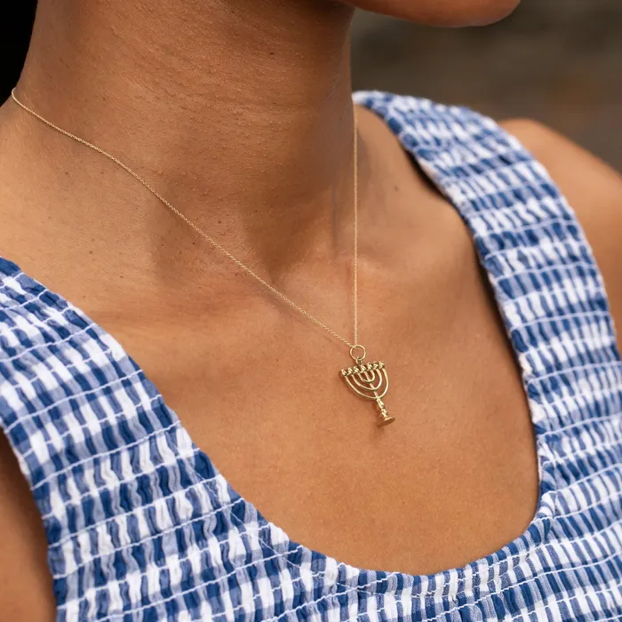 Menorah 14k Gold Charm Vintage Earrings