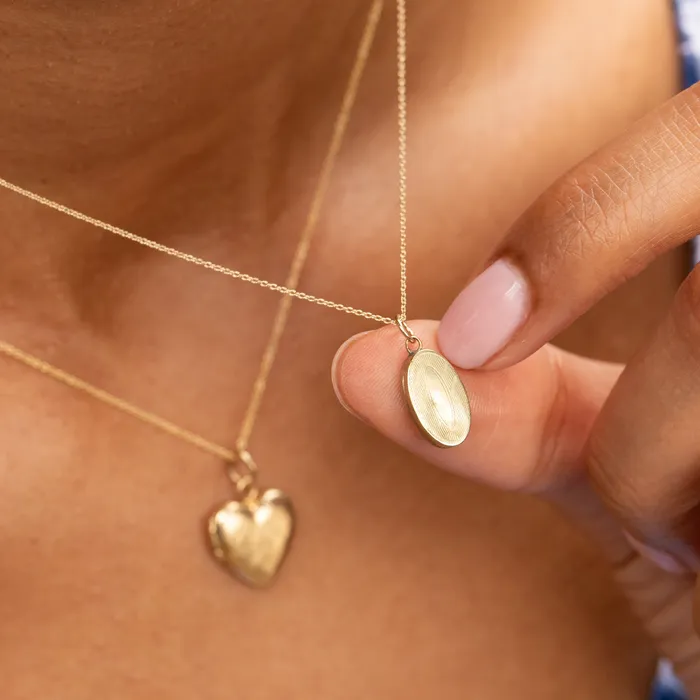 Necklaces Antique Miniature 10K Gold Oval Locket Charm