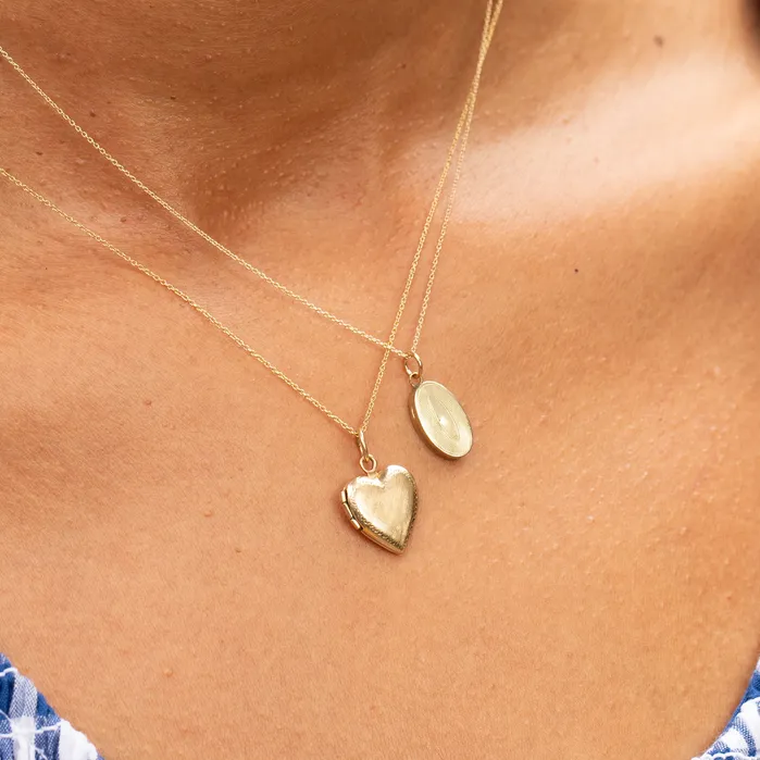 Necklaces Antique Miniature 10K Gold Oval Locket Charm