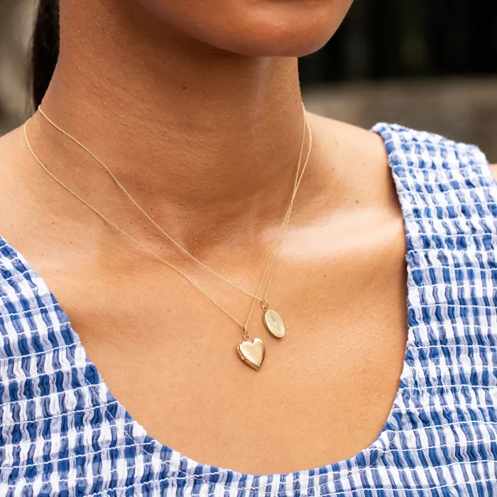 Necklaces Antique Miniature 10K Gold Oval Locket Charm