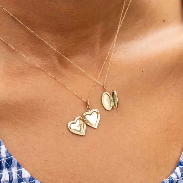 Necklaces Antique Miniature 10K Gold Oval Locket Charm