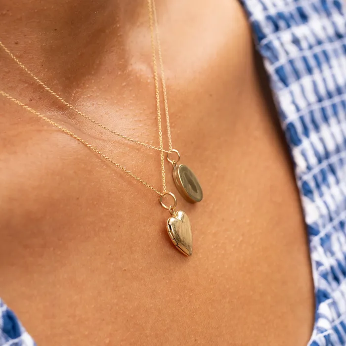 Necklaces Antique Miniature 10K Gold Oval Locket Charm