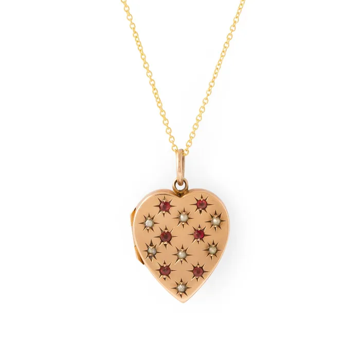 Necklaces Antique Victorian Heart 10k Gold Starburst Locket