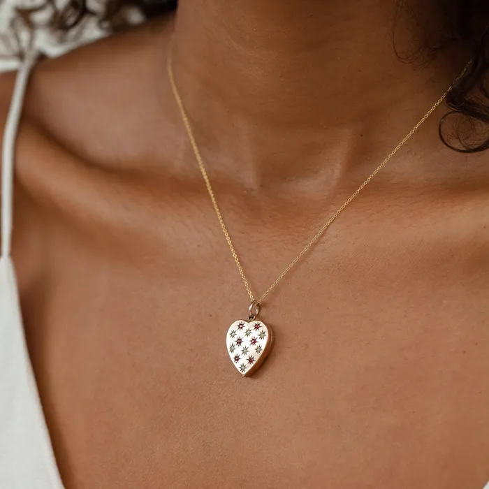 Necklaces Antique Victorian Heart 10k Gold Starburst Locket