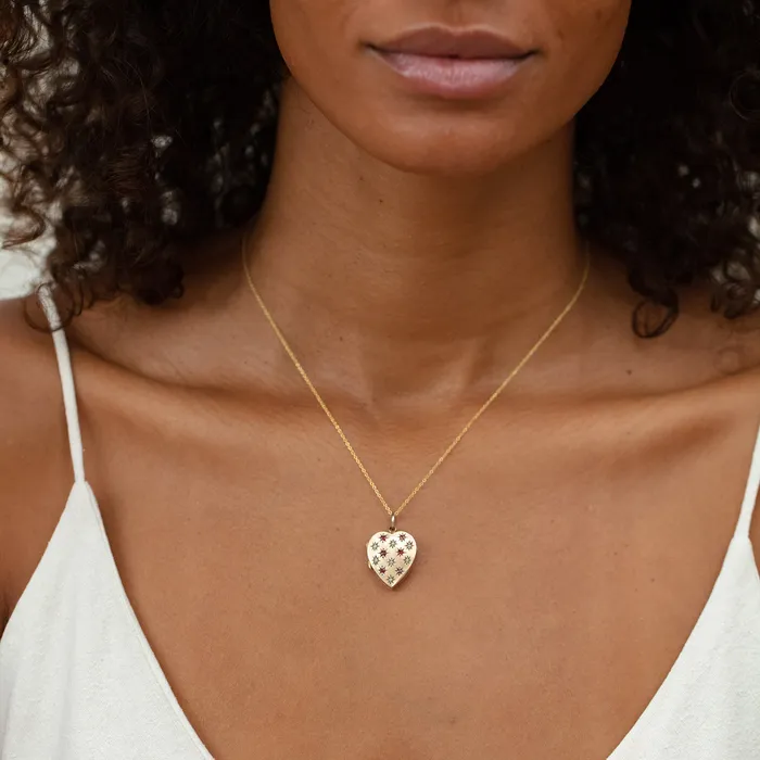 Necklaces Antique Victorian Heart 10k Gold Starburst Locket