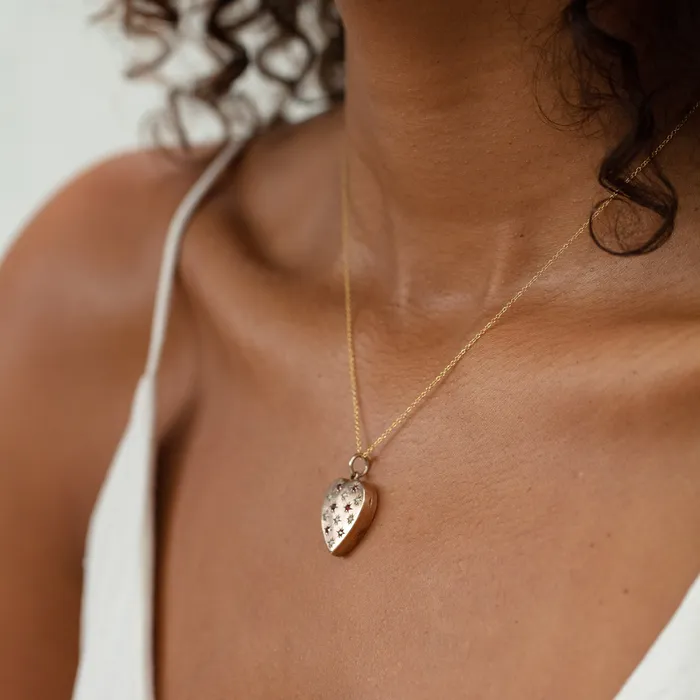 Necklaces Antique Victorian Heart 10k Gold Starburst Locket