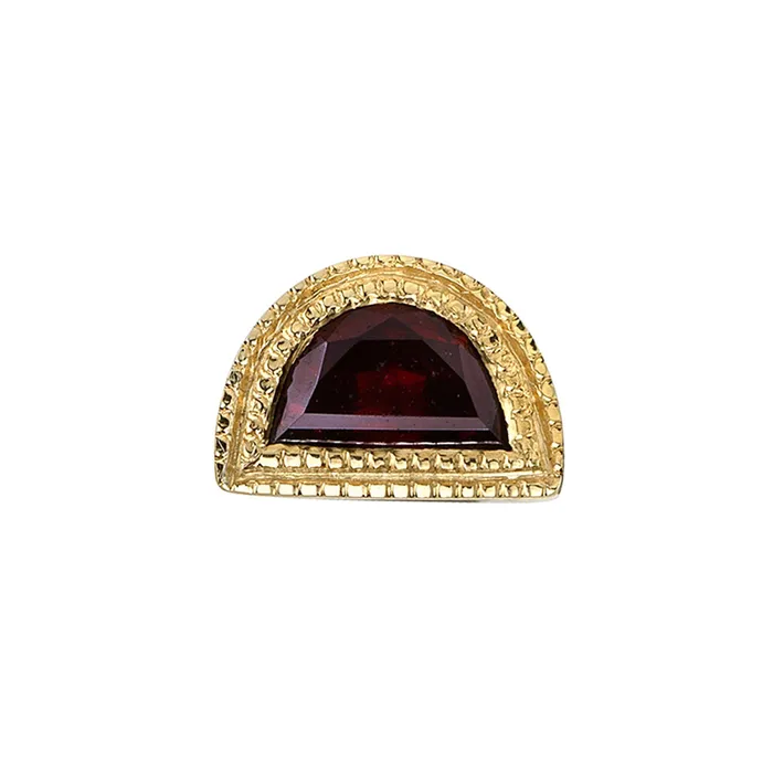 Necklaces Body Vision BVLA Milgrain Half Moon Threaded End in Gold with Garnet Necklaces Body Vision BVLA Milgrain Half Moon Threaded End in Gold with Garnet
