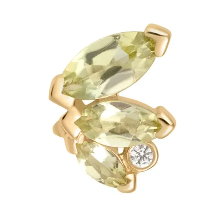 Necklaces Ember Body Jewelry threadless Idun End in Gold with Peridot White Sapphire