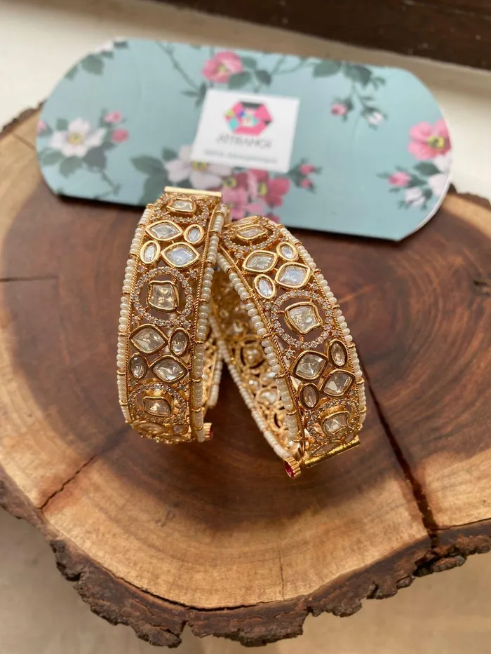 Necklaces Jabri Moissanite Kada with Diamonds Rose Gold Polish Attrangi