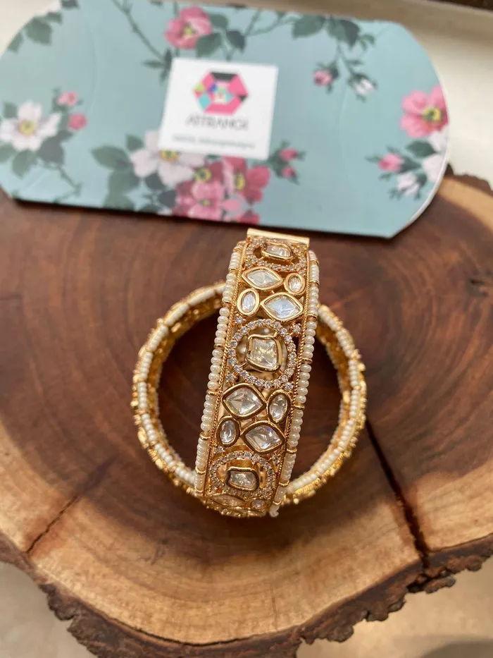 Necklaces Jabri Moissanite Kada with Diamonds Rose Gold Polish Attrangi