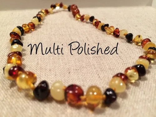Necklaces MB Polished Multi Baltic Amber Necklace for Baby Infant Toddler Big Kid