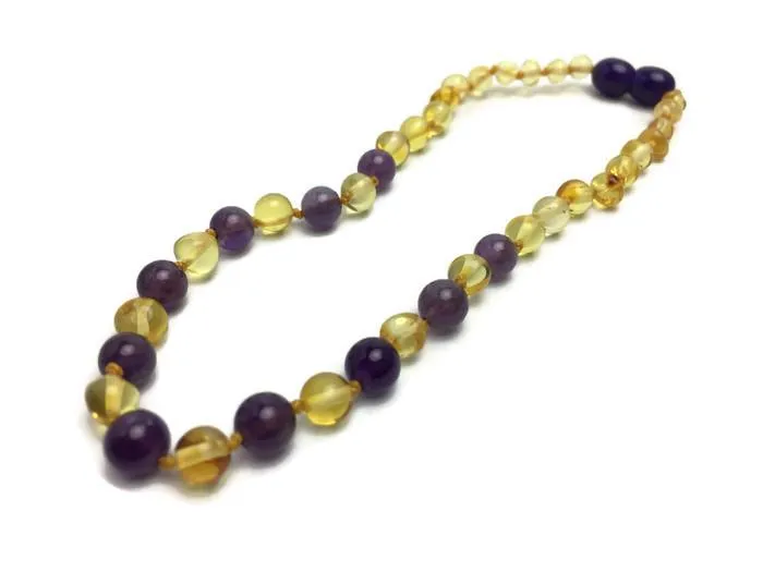 Necklaces Polished Lemon 11 Pink Amethyst or Turquoise Cognac Baltic Amber Necklace MB Necklaces Polished Lemon 11 Pink Amethyst or Turquoise Cognac Baltic Amber Necklace MB