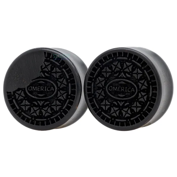 Omerica Organic Earrings Double Stuffed Wood Plugs