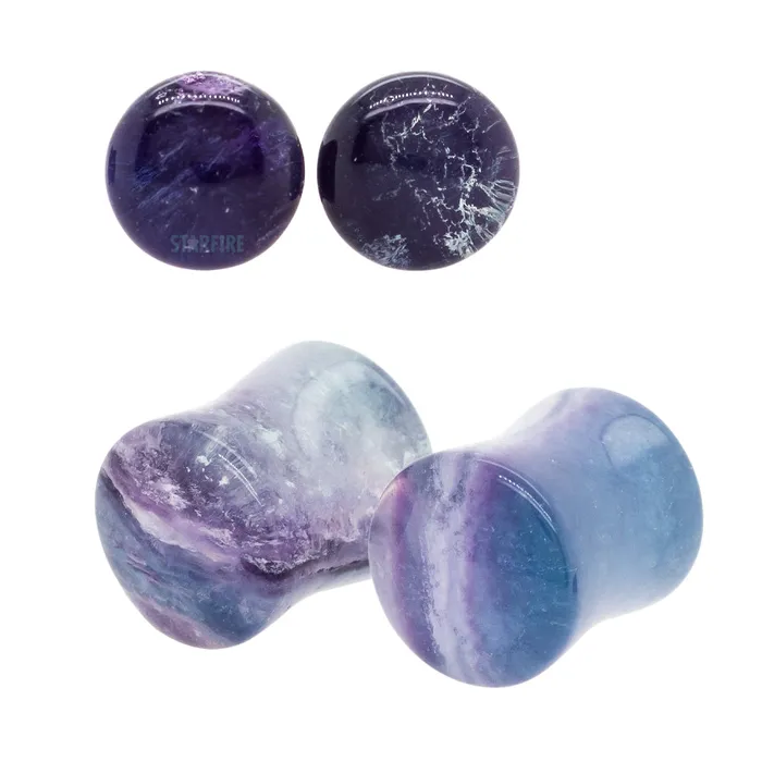 Oracle Body Jewelry Rings Stone Plugs Rainbow Fluorite