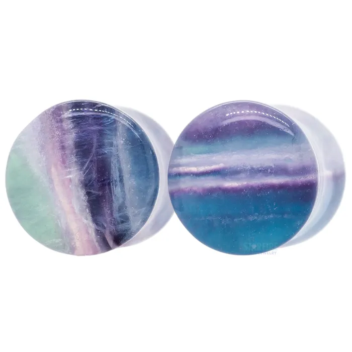 Oracle Body Jewelry Rings Stone Plugs Rainbow Fluorite