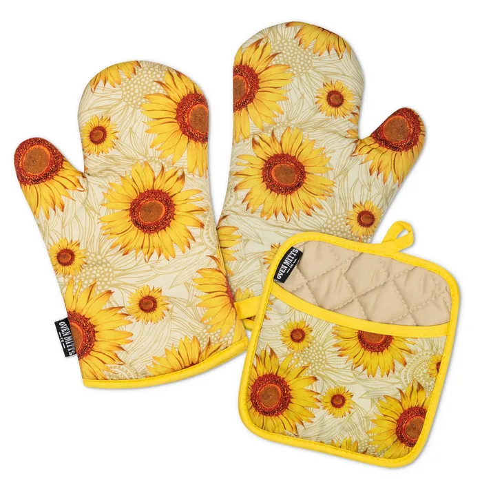 Oven Mitts Co Summer Sunflowers Oven Mitts And Potholder Set Earrings