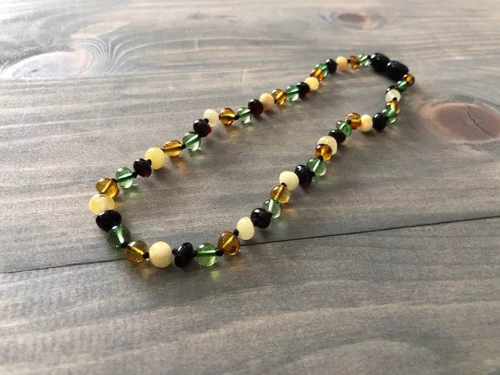 Polished Caribbean Baltic Amber Necklace Newborn 11 125 inch CAR Necklaces