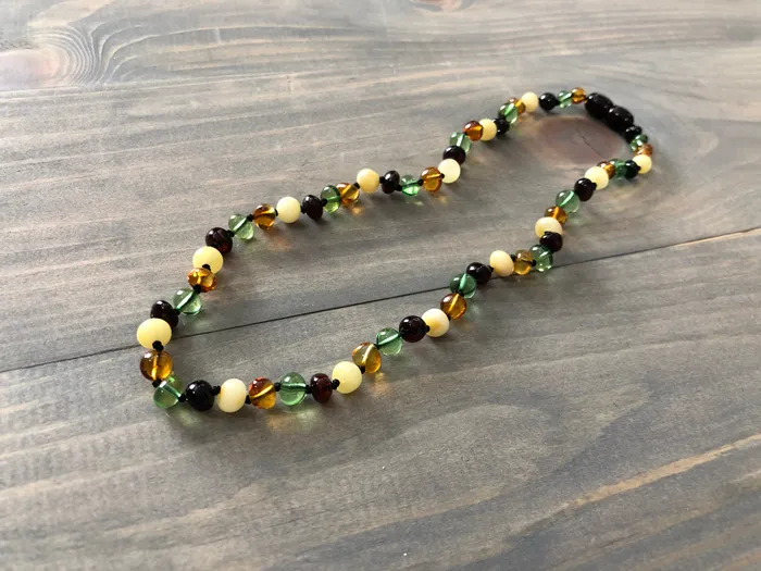 Polished Caribbean Baltic Amber Necklace Newborn 11 125 inch CAR Necklaces