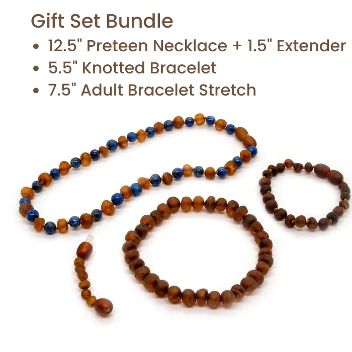 Raw Cognac Lapis Lazuli Baltic Amber Necklace Bundle ADHD Baltic Essentials Necklaces