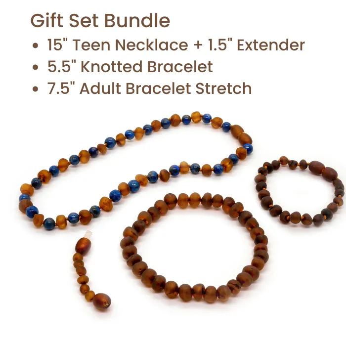 Raw Cognac Lapis Lazuli Baltic Amber Necklace Bundle ADHD Baltic Essentials Necklaces