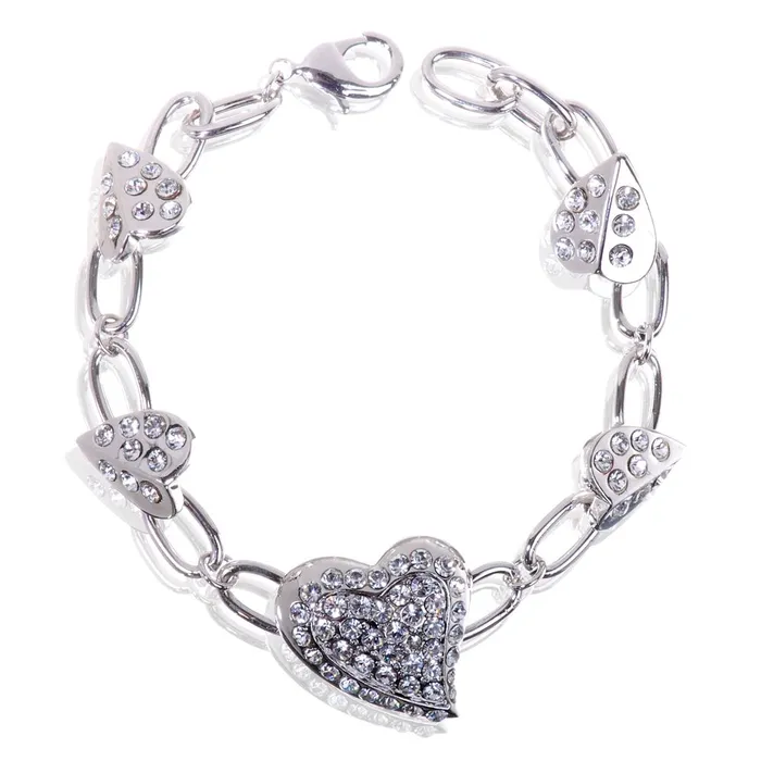 Red Bracelets B7111 Heart Link Rhodium Plated Swarovski Elements Chain Bracelet Red Bracelets B7111 Heart Link Rhodium Plated Swarovski Elements Chain Bracelet