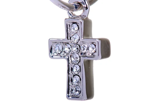 Red Earrings E7179 Rhodium Plated Swarovski Elements Crystal Cross Earring
